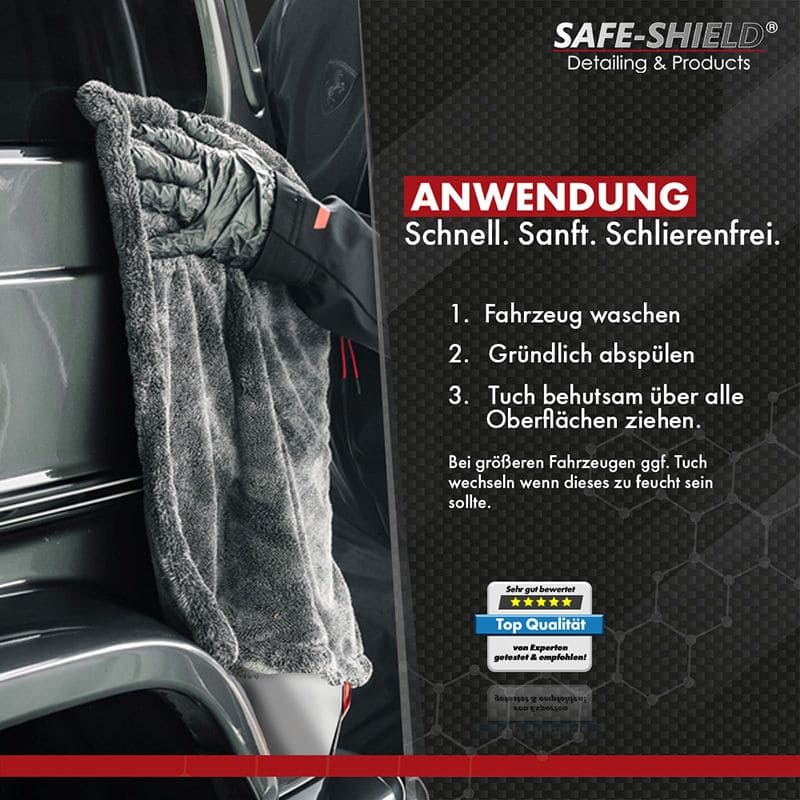 anwendung eines auto trockentuch